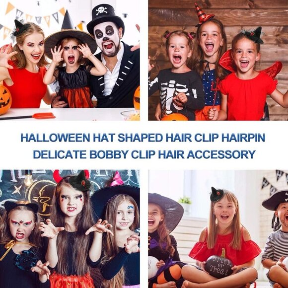 Witch Hat Hair Clip Mini Top Hat Halloween Mesh Paper Flower Fascinator main image 8